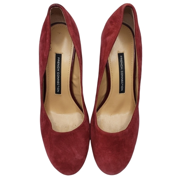 French Connection | Maroon Suede Platform Heels - Picture 6 of 10